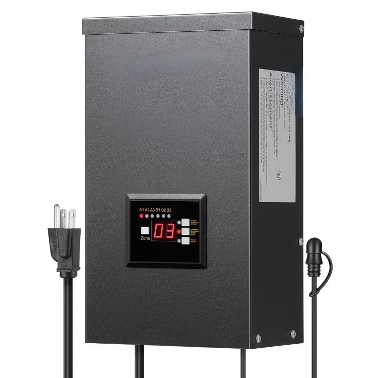 

,600W Low Voltage Landscape Transformer, 6 Independent Outputs, Outdoor Waterproof 12 Volt Transformer with Photocell & Timer