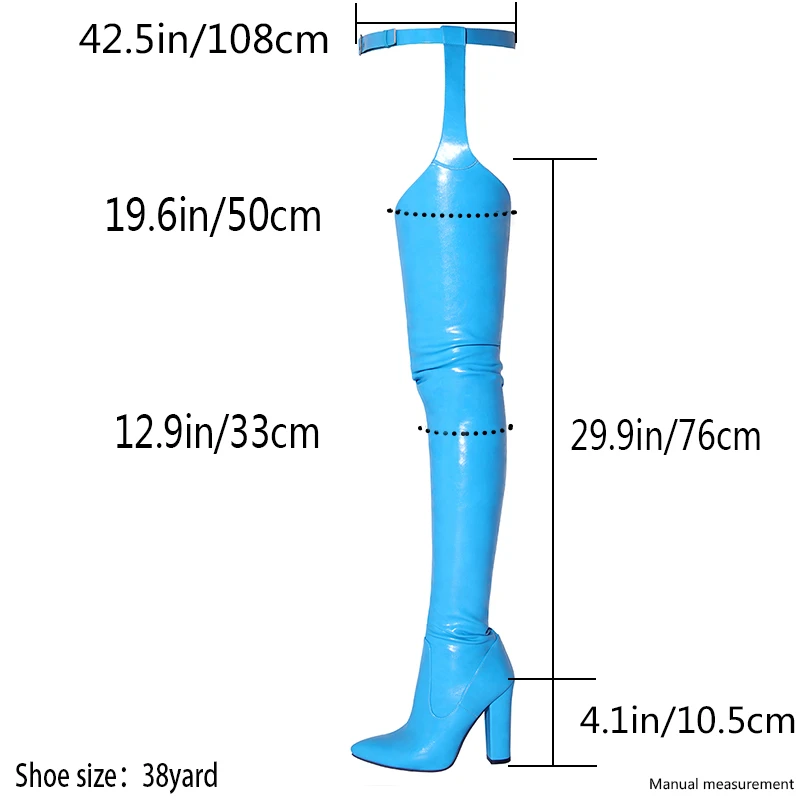 Boots Women High Heels Belt Thigh High Boots Sexy Color Big Size Side Zipper Over The Knee Boots Night Club Lady Shoes