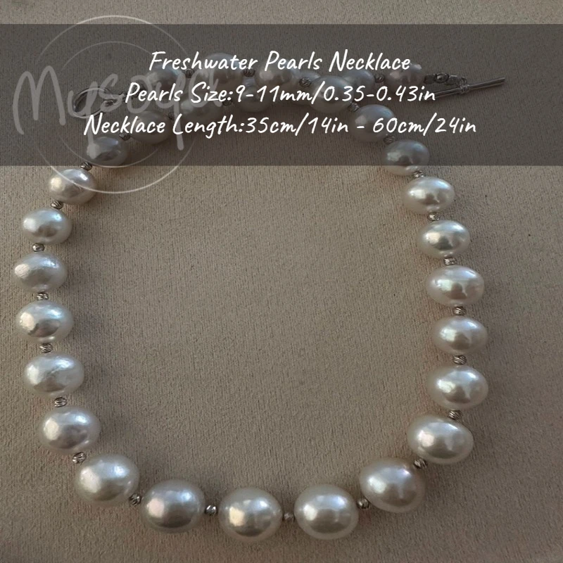 

MYSOYA White Edison Freshwater Pearl Necklace 9-11mm With Gift Box For Her/Him Birthday/Wedding/Christmas/New Year Gift