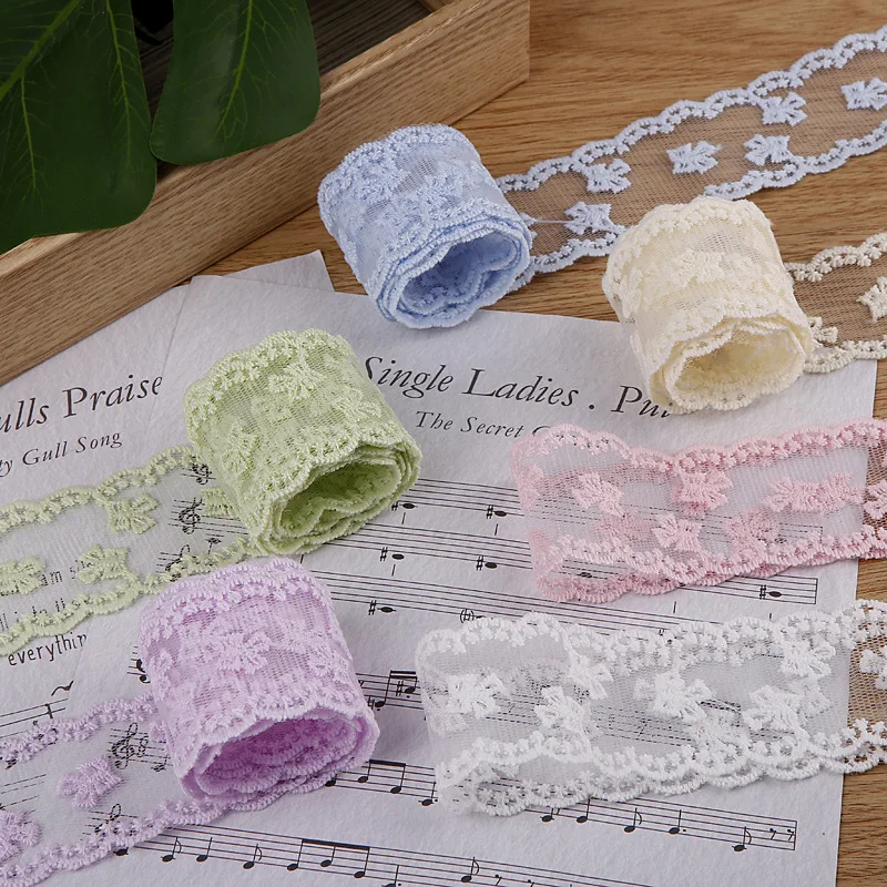 4cm Embroidery Bow Pattern Lace Trim Colorful Mesh Tulle Roll for Bilateral Fabric Doll Cloth Bra DIY Sewing Craft Supplies