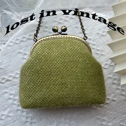 Lost in Vinatge Petrol Green Velvet Clasp Clutch Beset with Pearl Chains Bag Snap Closure Frame Gold Metal Strap Evening Party