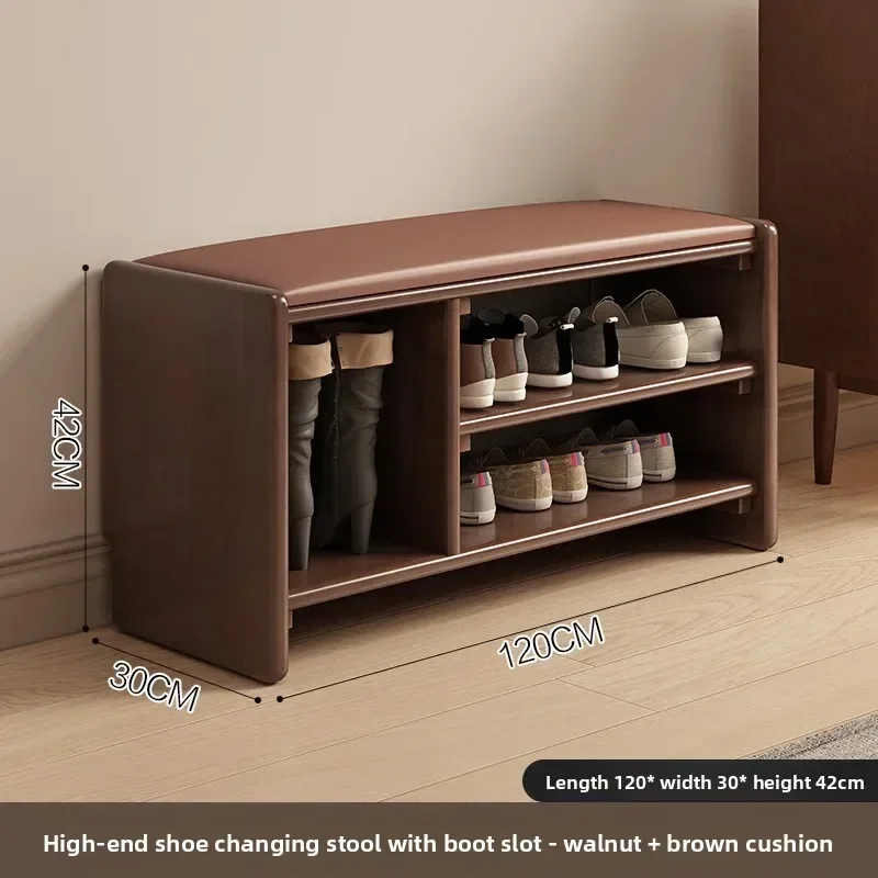 Shoe Change Stool At The Entrance Of The Home, Shoe Cabinet, Upholstered Seat Stool, Solid Wood Shoe Rack, Bench At Home