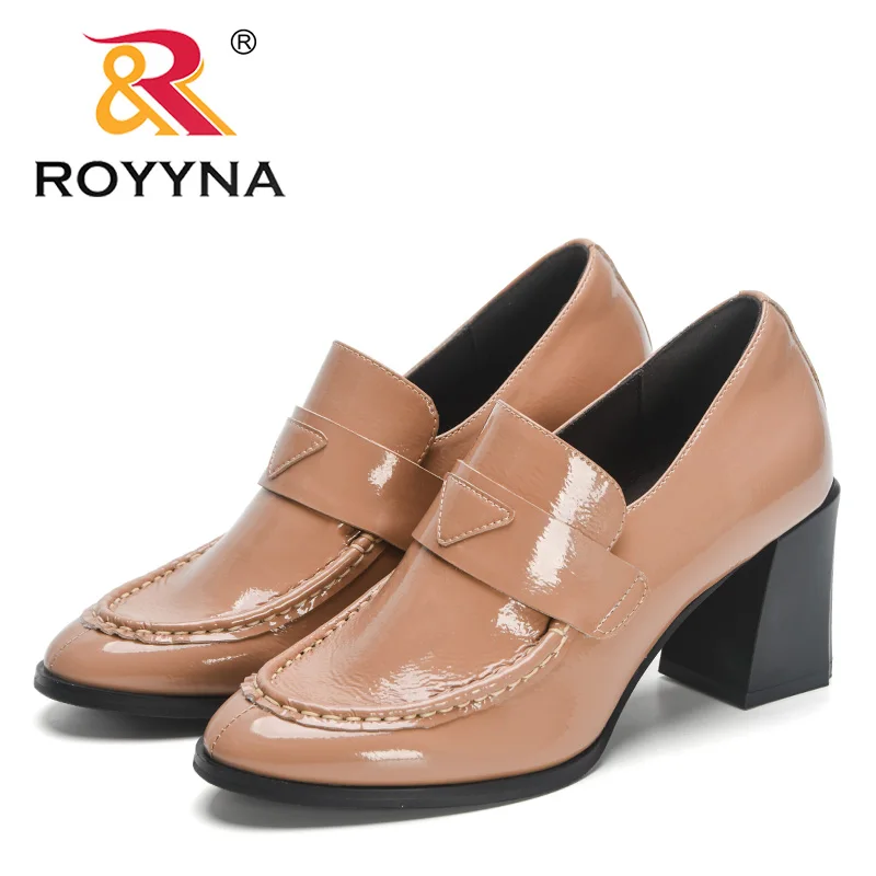 ROYYNA 2023 New Designers Pumps Shoes Women Fashion Chunky Block Heel Pumps Shoes Ladies Sweet Fashion Brand Office Dress Shoes