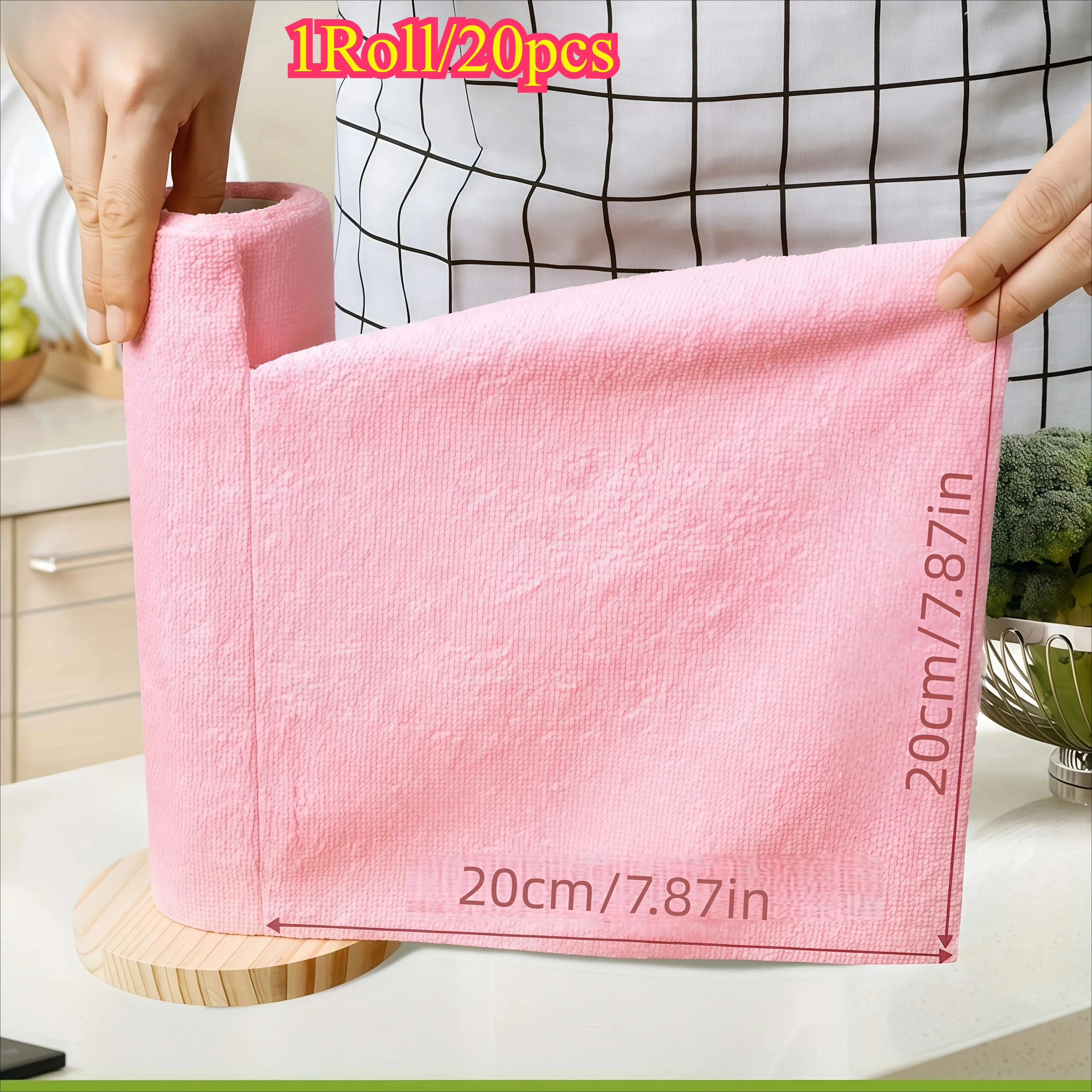 1 Roll (20 Pcs) Reusable Microfiber Cleaning Cloths, Multi-Purpose Household Towels for Kitchen Glass Furniture