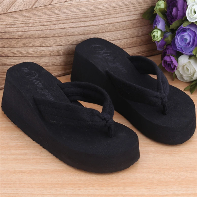 1 Pair Summer Soft Women Open Toe Sandals Thong Flops Platform Slippers Beach Indoor & Outdoor