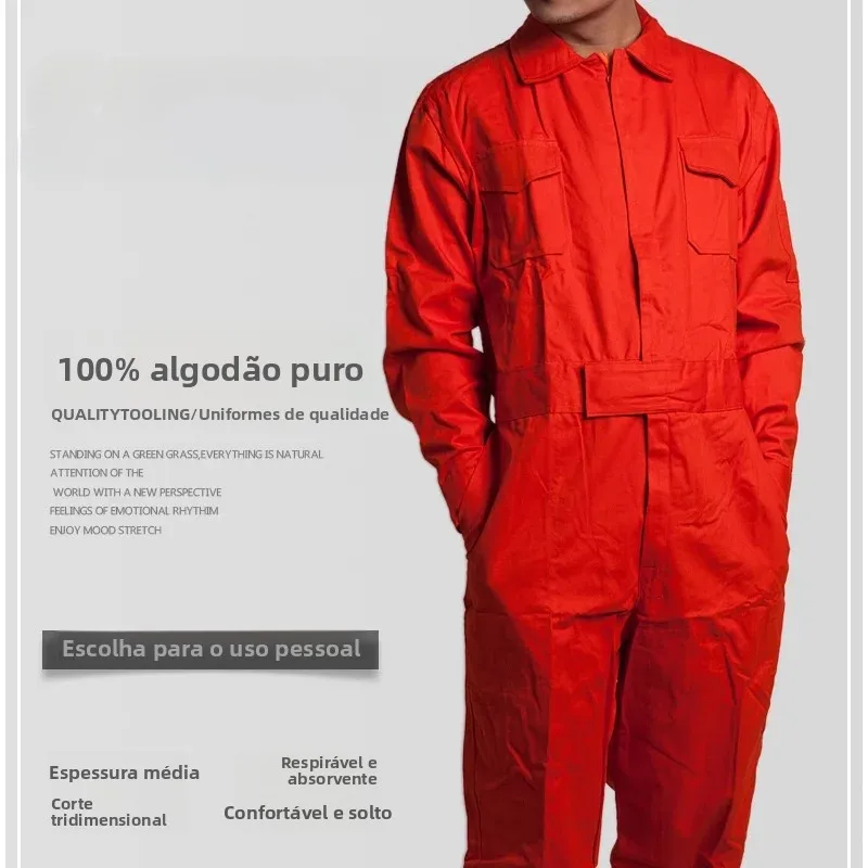 fengbang-メンズ長袖コットンオーバーオール通気性作業服自動車修理用春秋ユニセックス保護スーツ屋外用