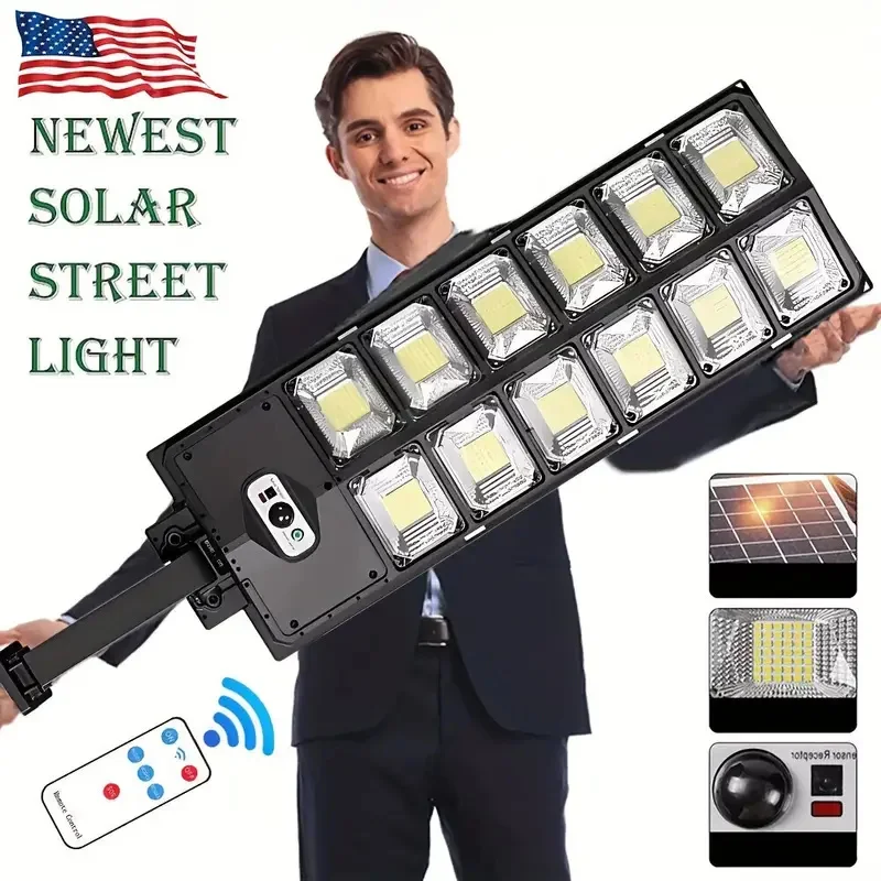504LED uitra-Bright Solar Street lght Wide Angle Motion Sensor, RemoteControl,Energy-Efflcient, Waterproof 4300mah 1