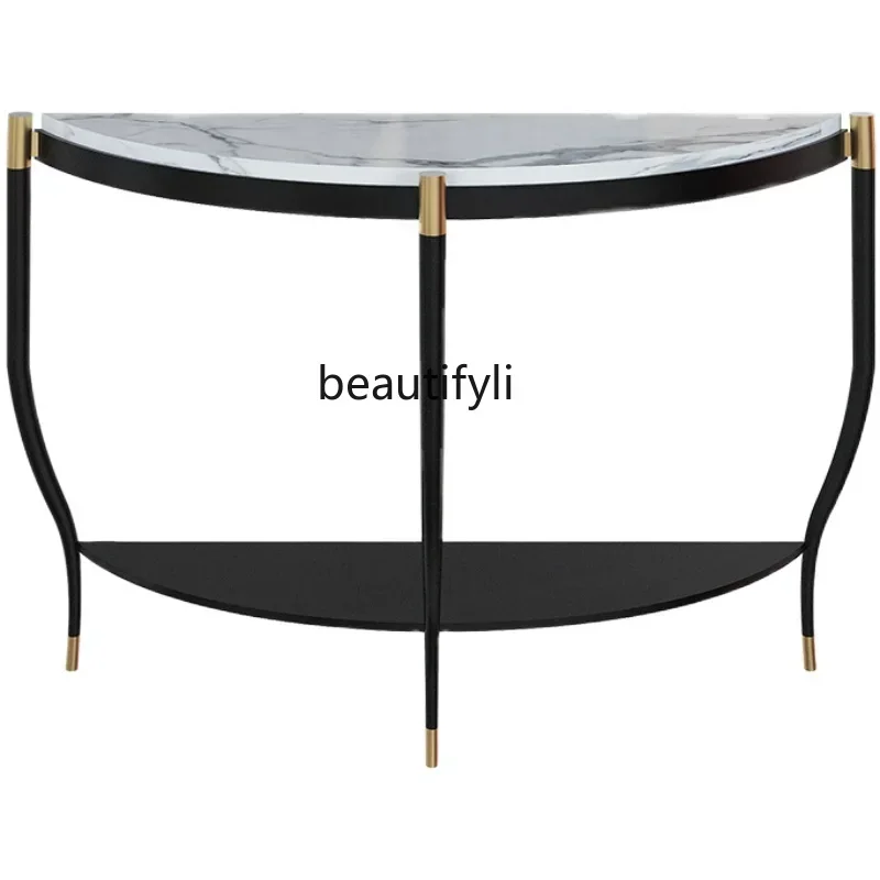 

CXH Iron Wall Semicircle Marble Console Tables Cabinet Walk Console