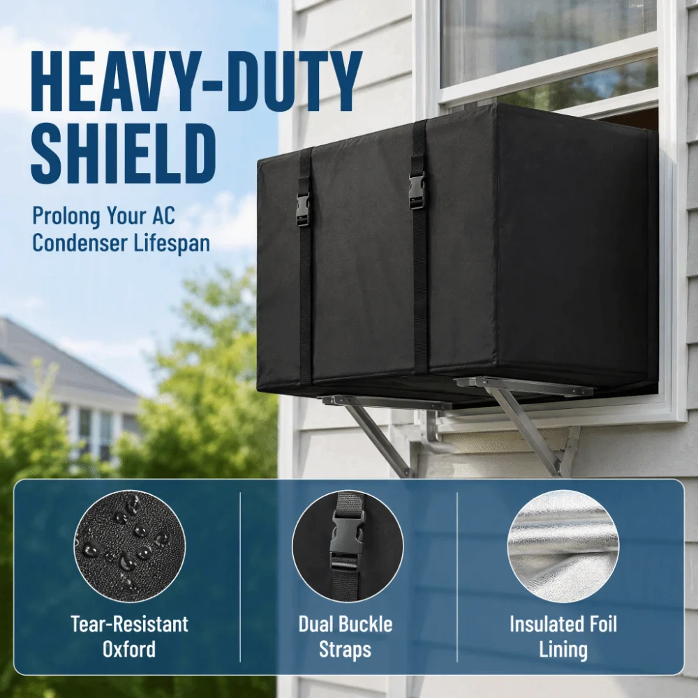 Waterproof Oxford Cloth Air Conditioner Cover Sun Proof 600D Outdoor AC Cover Foldable Weather Resistant Condenser Cover Outdoor