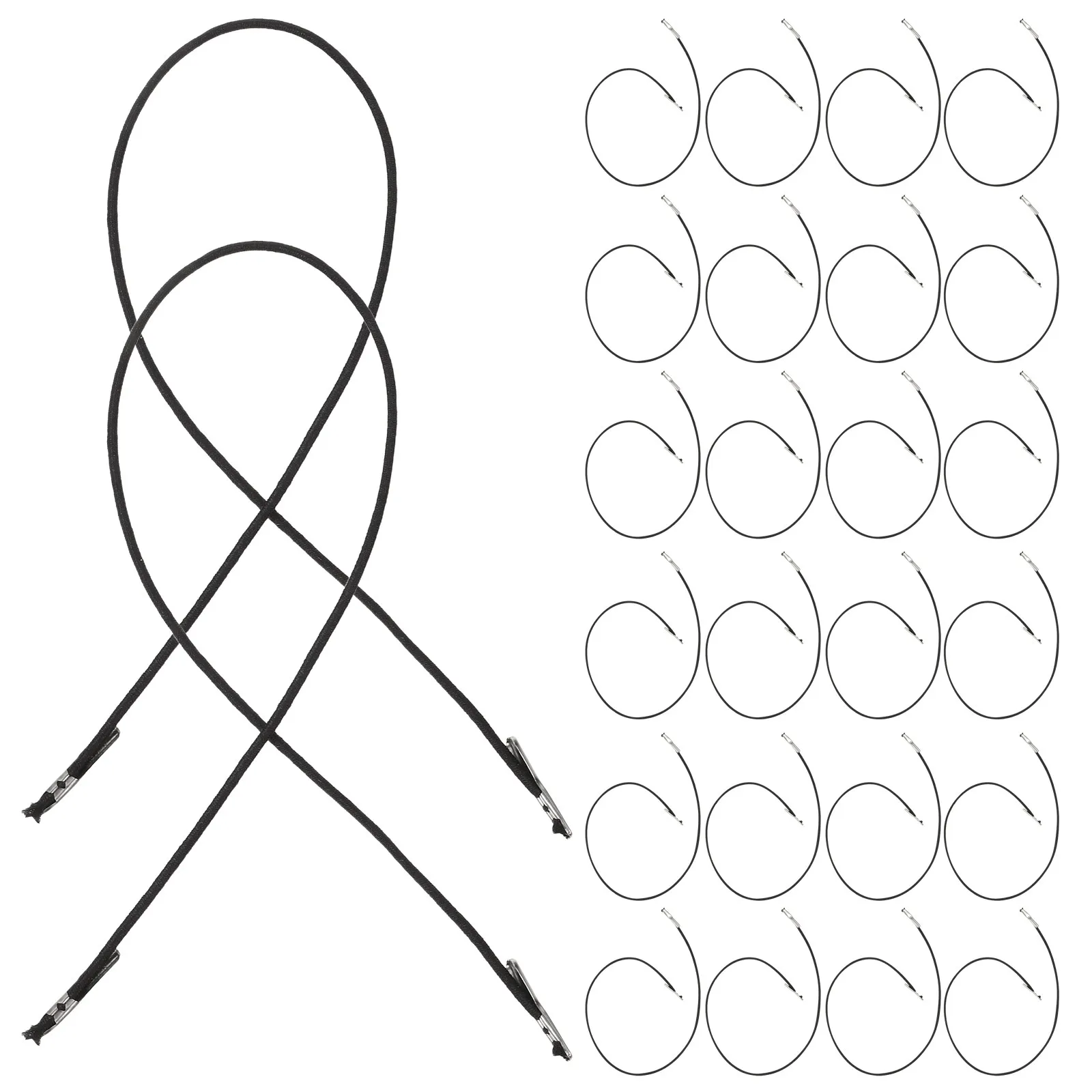 100Pcs Barbed Elastic Cord with Dual Metal Ends for Mask Making Book Binding Elastic String Craft Rope Stretch Rubber Band Black
