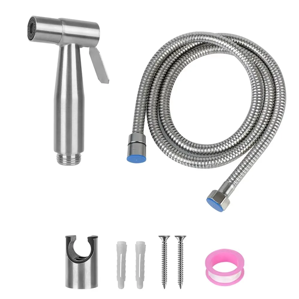 Toilet Bidet Faucet Black Handheld Sprayer Stainless Steel Bathroom Hand Bidet Sprayer Set Hose Toilet Self Cleaning Shower Head
