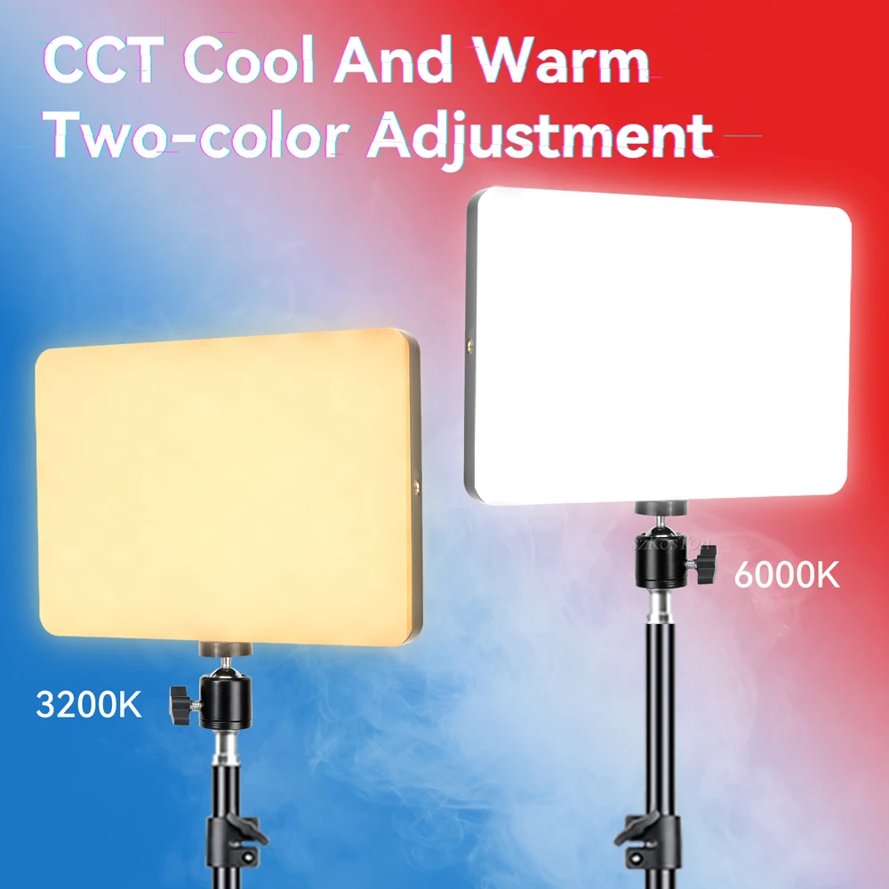 

LED Video Fill Light Photo Studio Lamp Panel Photography Lighting 3200k-5600k For Live Stream With Long Arm Tripod Stand Remote