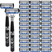 Men women safety manual shaver with 6-layer stainless steel blades for hair removal, featuring replaceable razor heads