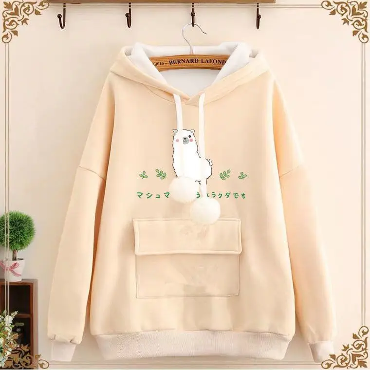 Kawaii Corgi Printed Hoodie Womens Couple Casual All-Match Coat Tops Autumn Winter New