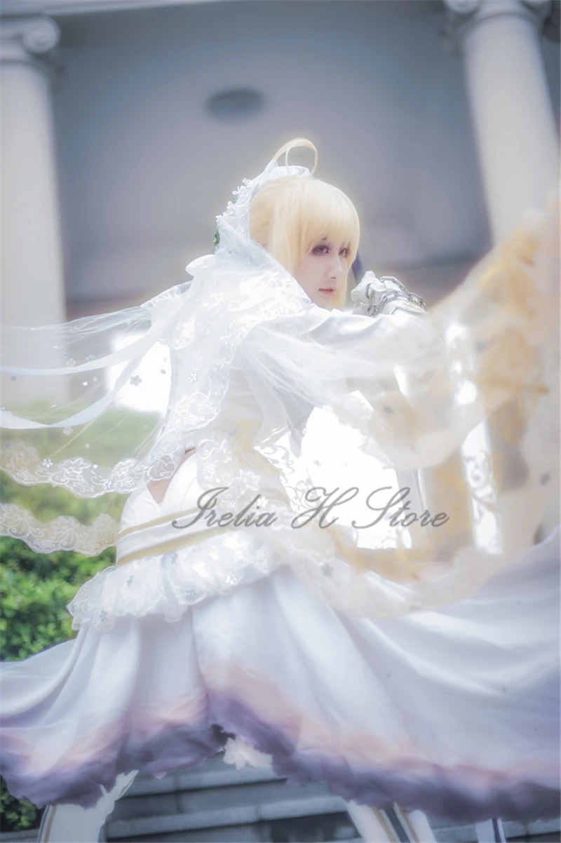 Irelia H Store FATE/EXTRA CCC Saber Nero Cosplay Stage 1 FGO Nero Bride Cosplay Costume Luxe dresses summer dress  custom made image 2