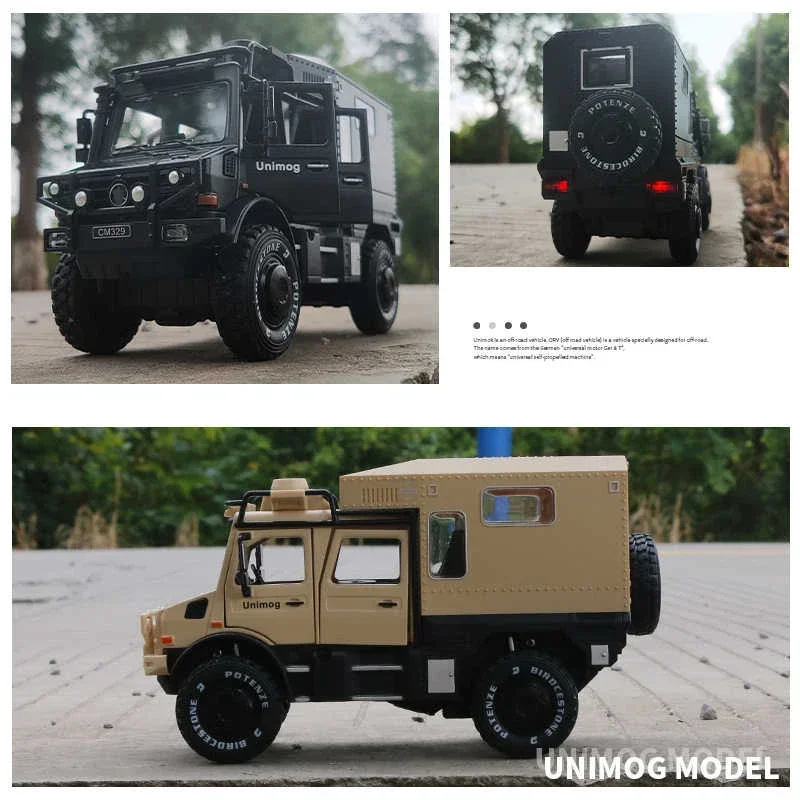 1/28 UNIMOG U4000 Alloy Motorhome Touring Car Model Diecasts Cross-country Off-road Vehicles Model Simulation Childrens Toy Gift