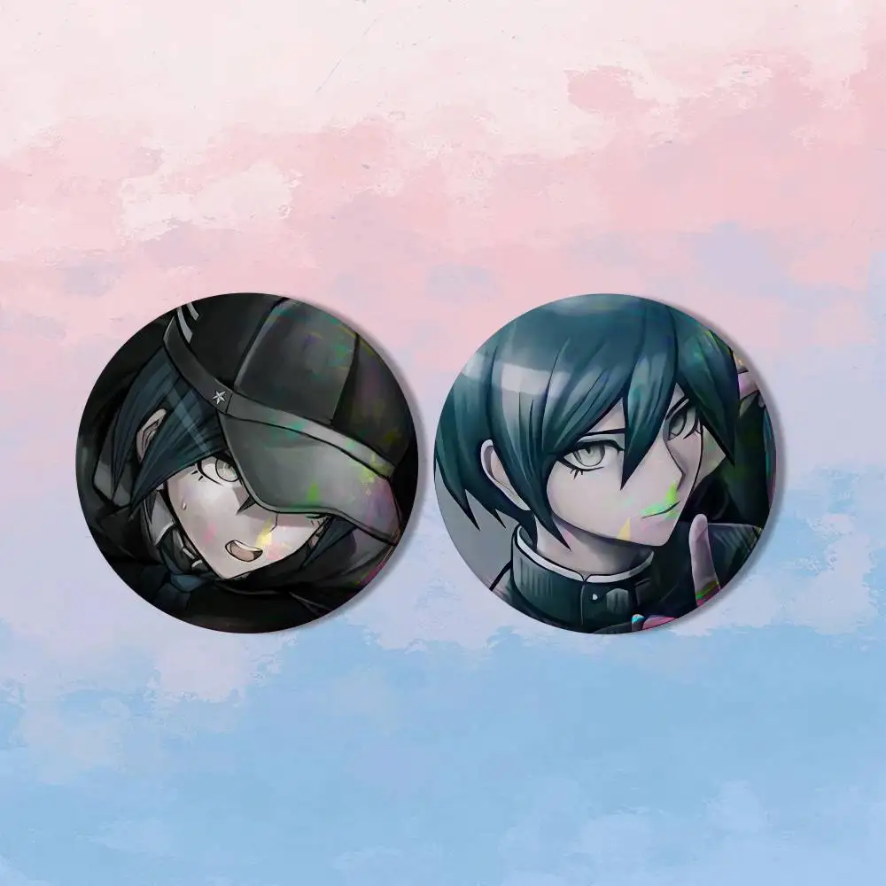 D-Danganronpa Saihara Shuichi 2 piece set Pins Creativity Printed Pictures Text Metal Lapel Badges Brooches Jewelry Gift