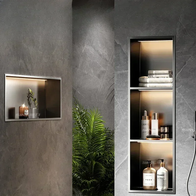 304 stainless steel niche built-in toilet bathroom custom metal cabinet 선반 shelf bathroom accessories  repisas pared