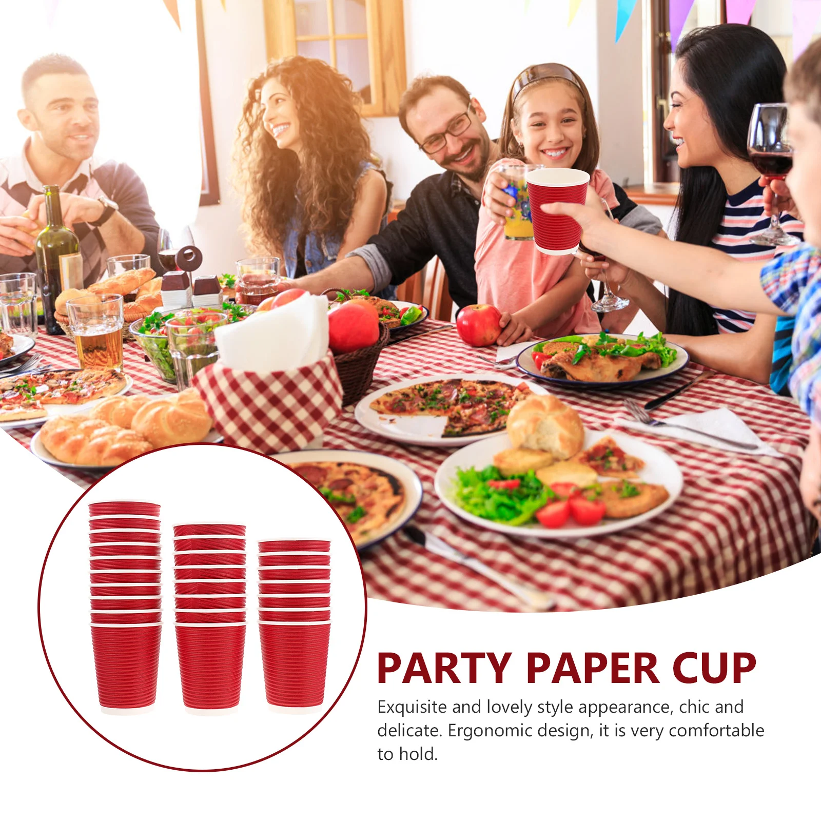 

50Pcs Double-Layer Paper Coffee Cups Thick Disposable Hot Beverage Cups for Home Bar Party Portable Milk Tea Drinking Use
