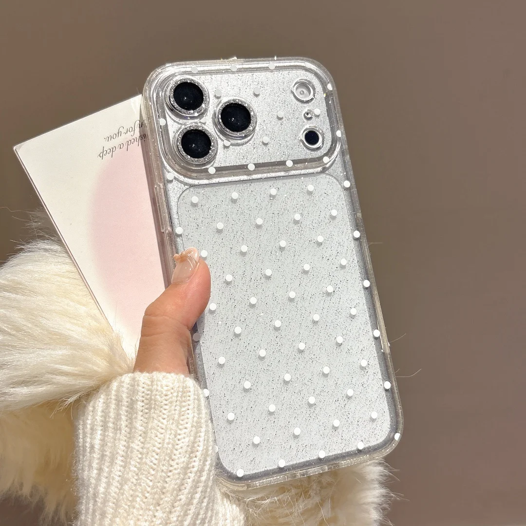 

Ins Korean Full Screen Polka Dots Phone Case For iPhone 17AIR 17 16 15 14 13 Pro MAX Y2K Clear Shockproof Cover