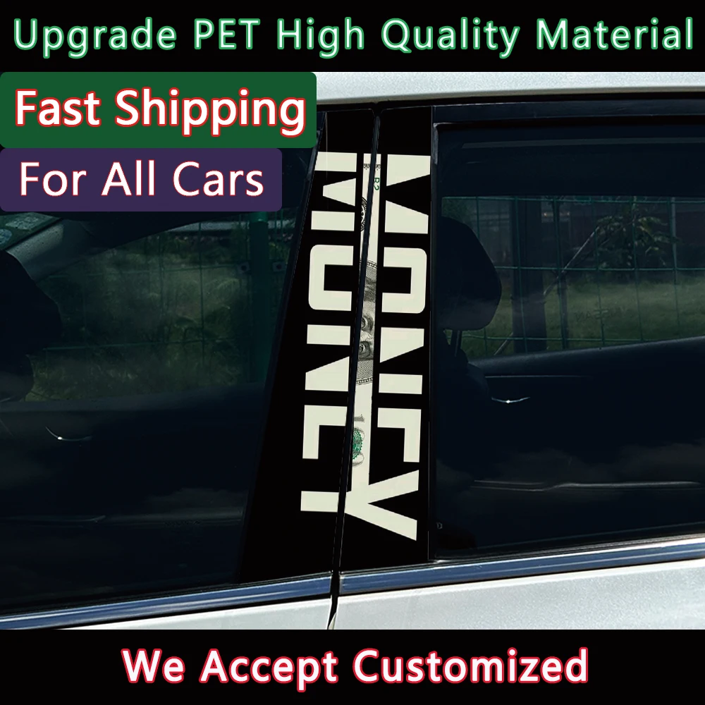 2Pcs/set MONEY Car Stickers DIY Cars B-pillar Cover Scratches Waterproof Durable Cartoon Automobile Decoration Auto PET Decals