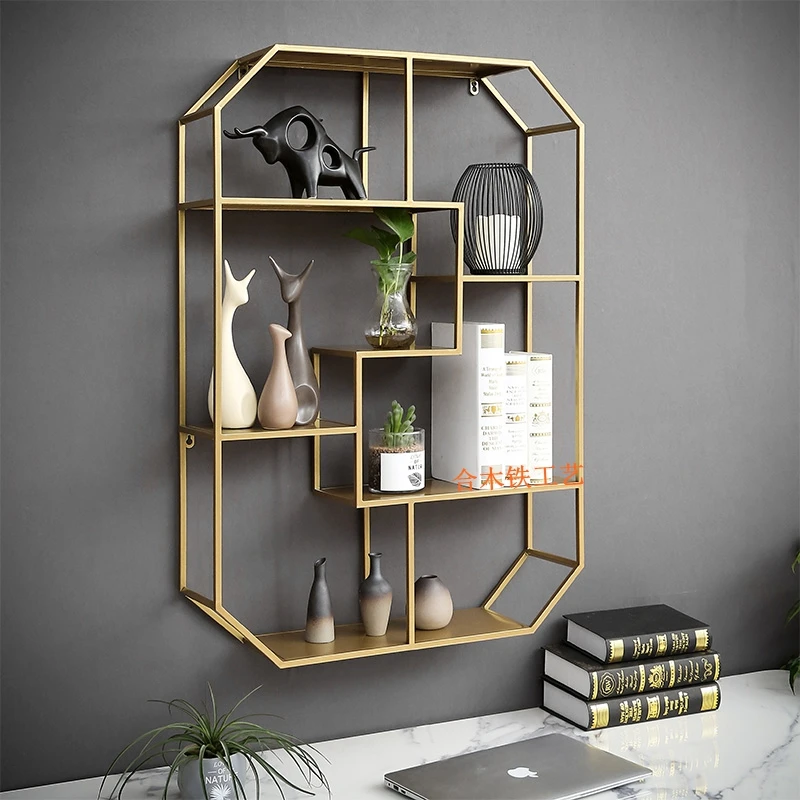 Wall Bookshelf Shelf Wall Hanging Wall Storage Cabinet Wall Creative Lattice Living Room Wine Rack Hanging Cabinet Wall Cabinet