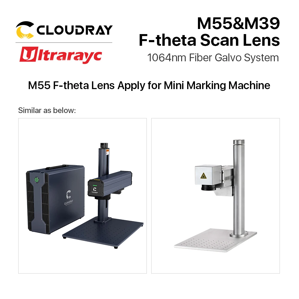 Ultrarayc-lente de escaneo f-theta óptico de vidrio K9, lente Galvo, rosca M55 y M39 para sistema Galvo de marcado de fibra óptica YAG de 1064nm