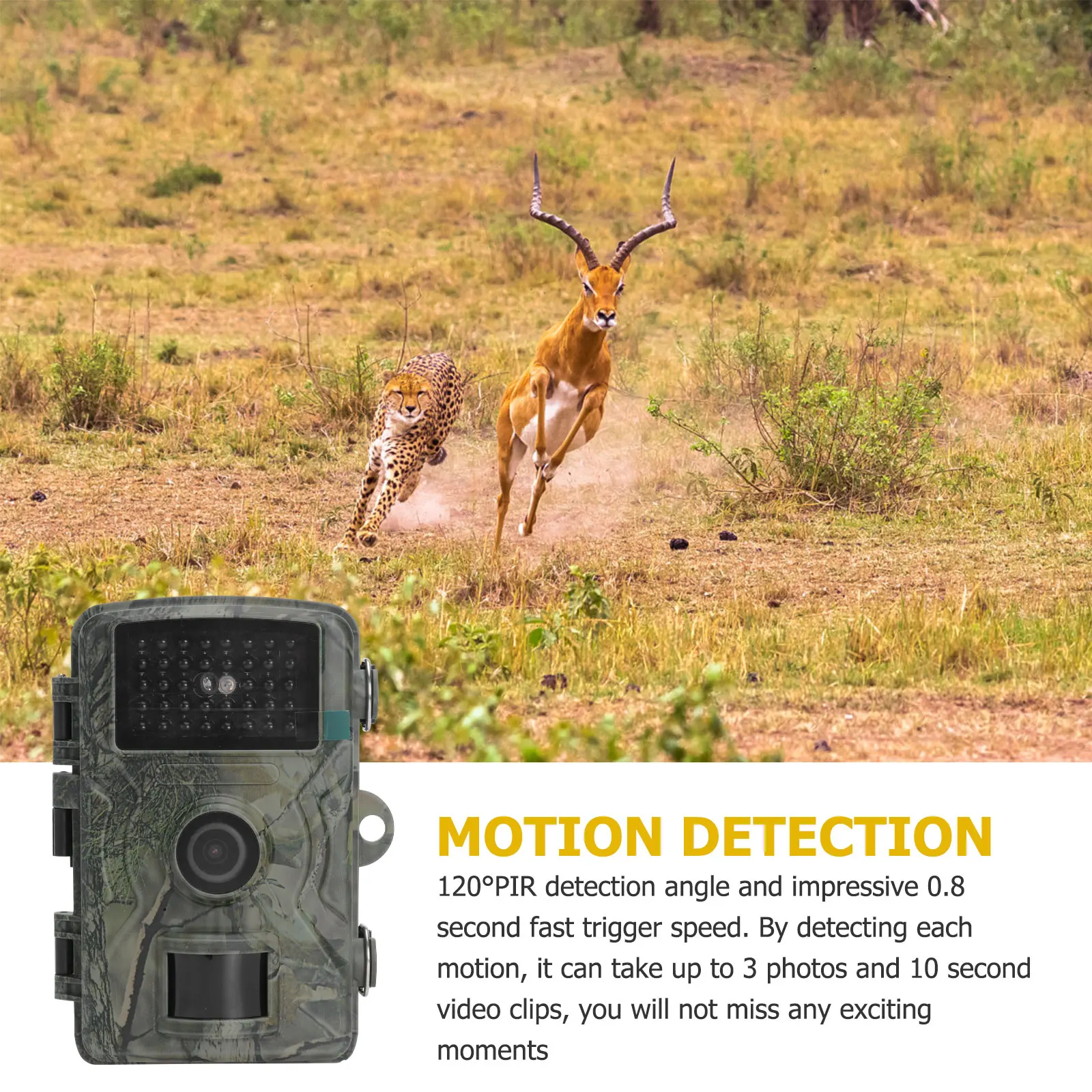 

Night Vision Hunting Camera Outdoor Scouting Game 1080P Trail Infrared Abs Wildlife Monitoring
