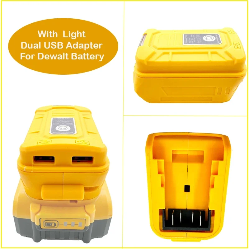 Portable Charger Adapter LED Light For Makita For Dewalt HongSong 18V Li-ion with USB for Phone Battery Holder Fast Charging