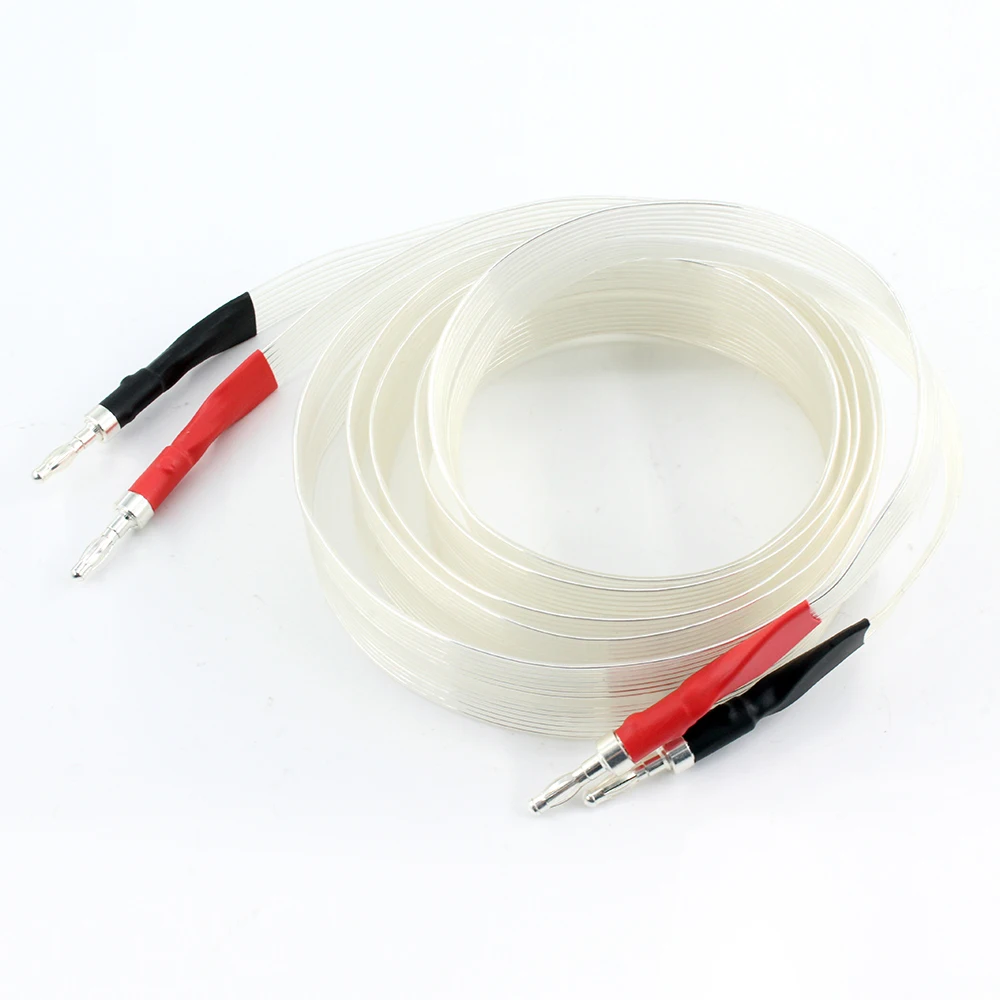 White Draws OCC Silver Plated audio speaker cable Hi-end Loudspeaker Cable with gold plated banana plug