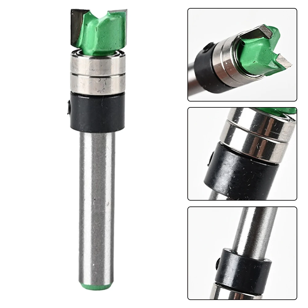 

1pcs Profile Bottom Milling Cutter Double Bearing Trimming Cutter Steel Blade 1/4in Handle For Precise Grooving Tool Router Bits