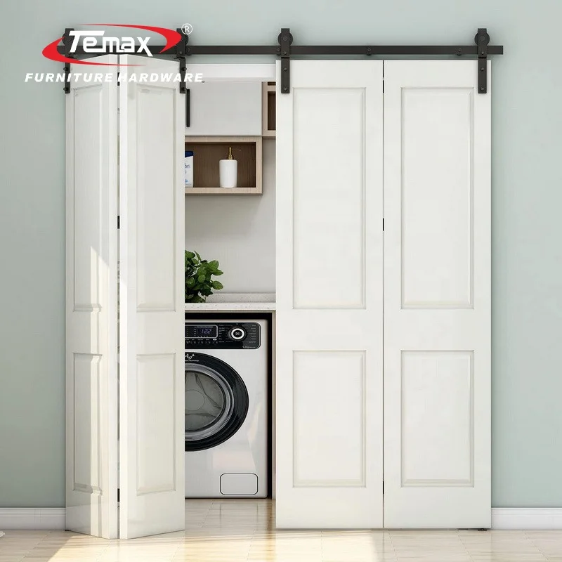 STLF  GC04 Steel Heavy Duty Bottom Trackless Hanging Sliding Door Set Sliding Door Kits Folding Barn Door System