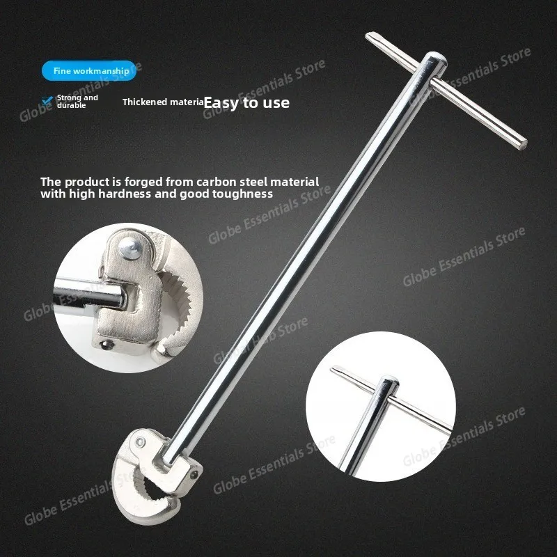 

Multi-Functional Adjustable Head Sink Wrench, Metal Mechanical Plumbing Tool for Faucet, Bathroom Pipe, and Drain Installation