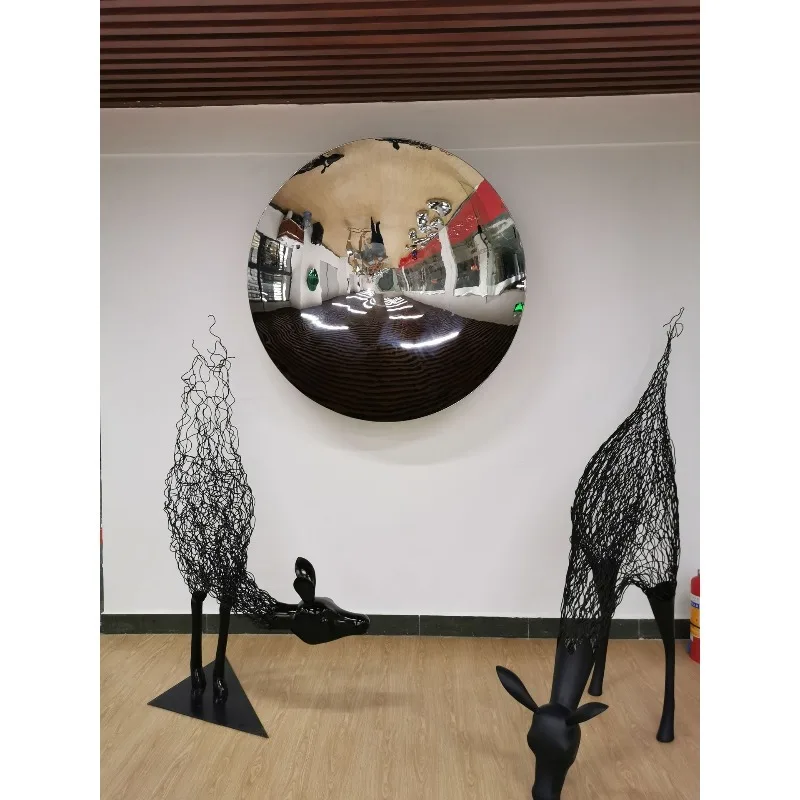Wall-mounted stainless steel concave mirror, metal wall decoration, polygonal wall y