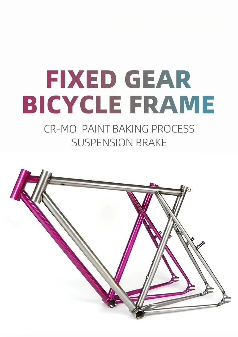 

Fixed Gear Track Bike Frame 700C Chrome Steel Integrated Metal Single Speed Front Derailleur Gloss Cantilever Brake