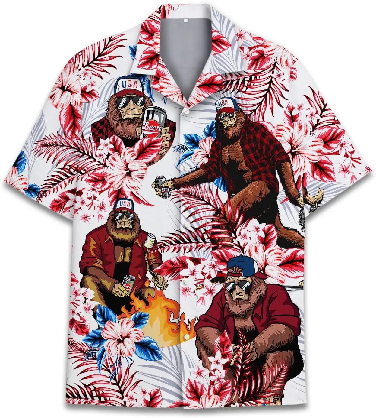 

Забавный гавайский ужас на Хэллоуин, тропический цветок, пляжный подарок, повседневная рубашка на пуговицах с короткими рукавами