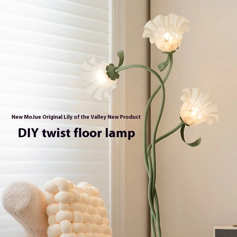 Modern Vintage Country Style Cream Flower Floor Lamp French Pastoral Light Emitting Diode Living Room Bedroom or Sofa Light