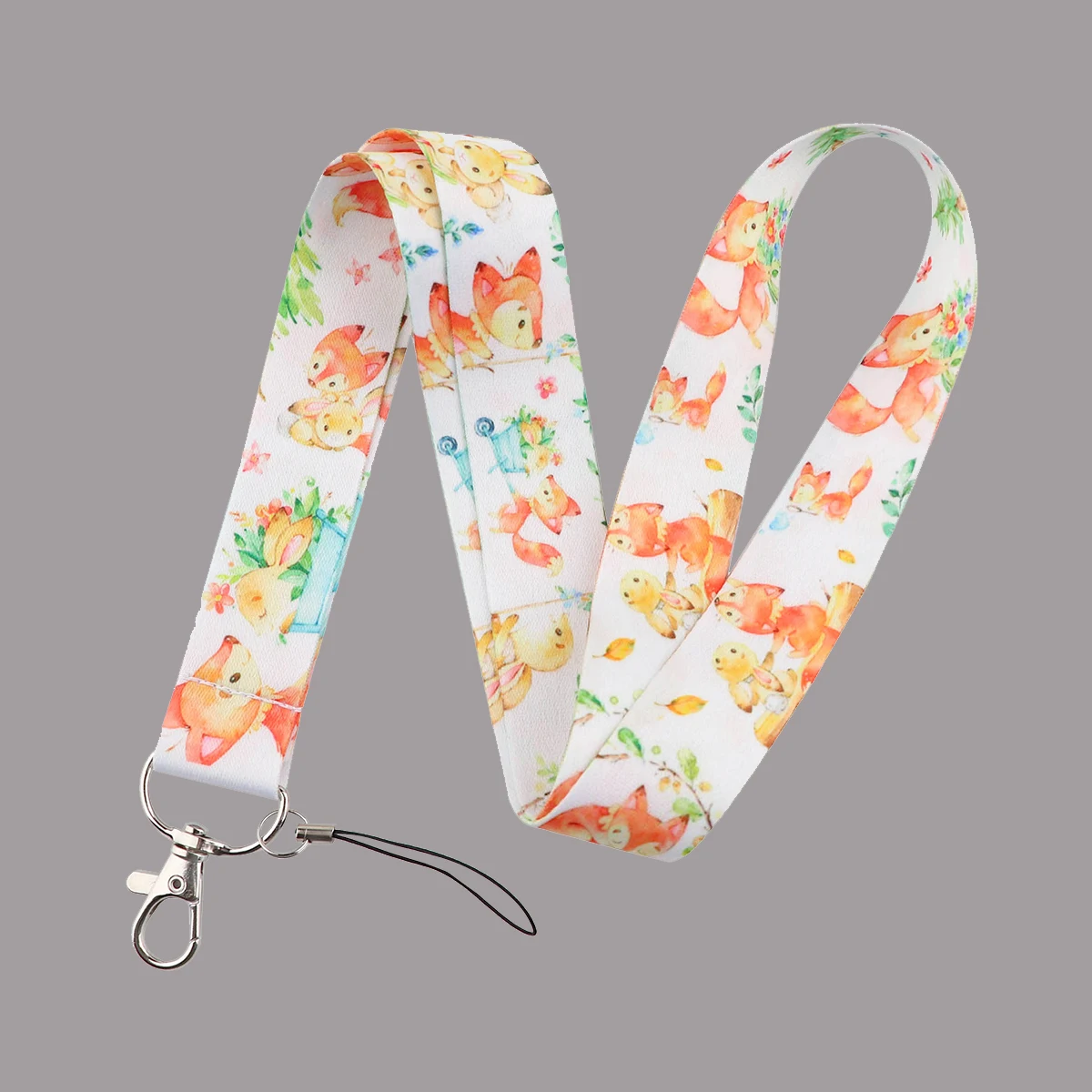 

Cute Fox Neck Strap for Keychain Gym Mobile Phone Straps Hanging Rope Animal Lariat Lanyard Keyring Accessories Gifts