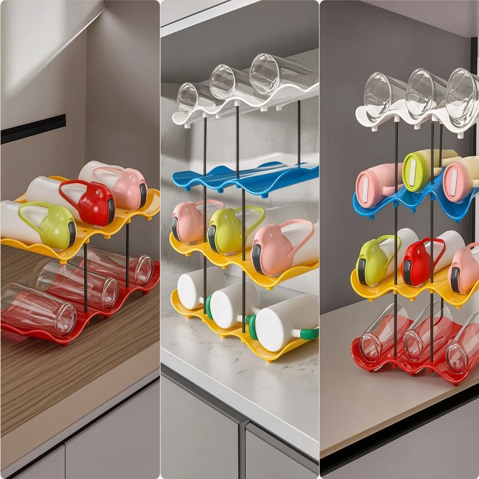 Cup Storage Rack Compact Coffee Mug Holder Cup Organizer Tabletop Coffee Bar Shelf Space-Saving for Kitchen, Tea Station - view 3