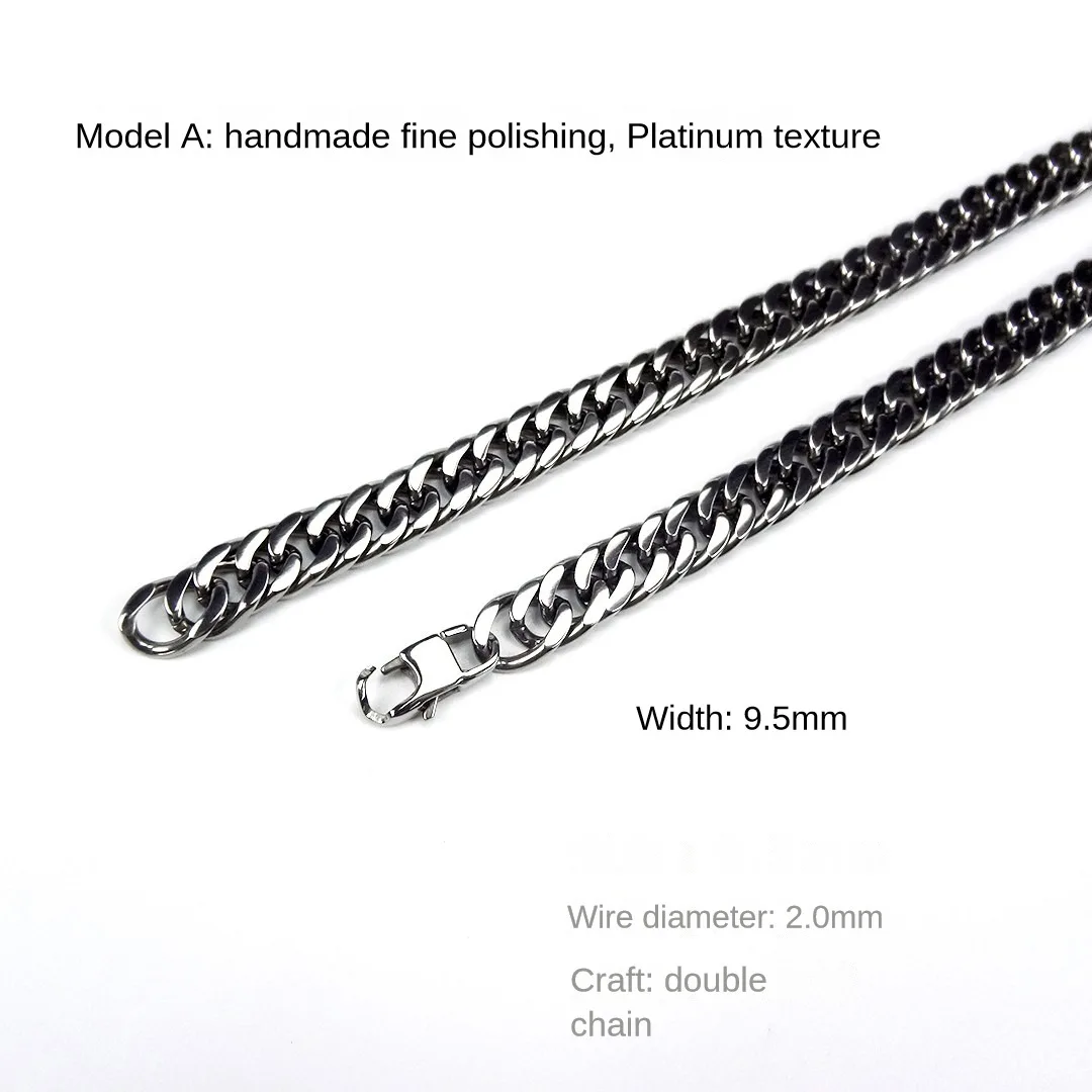 Ultra Light TA1 Pure Titanium Link Chain Necklace Men and Women Hip Hop Chain Non-Allergic Non-Tarnish Colorfast Chain Necklace