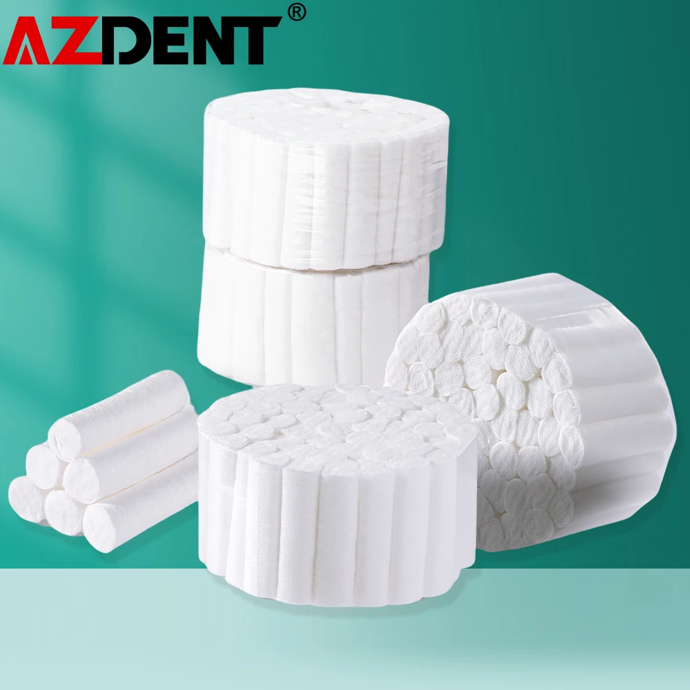 Azdent Dental Medical Surgical Cotton Rolls 1000pcs 100% Cotton High Absorbent Cotton Roll Dentist Material Teeth Whitening