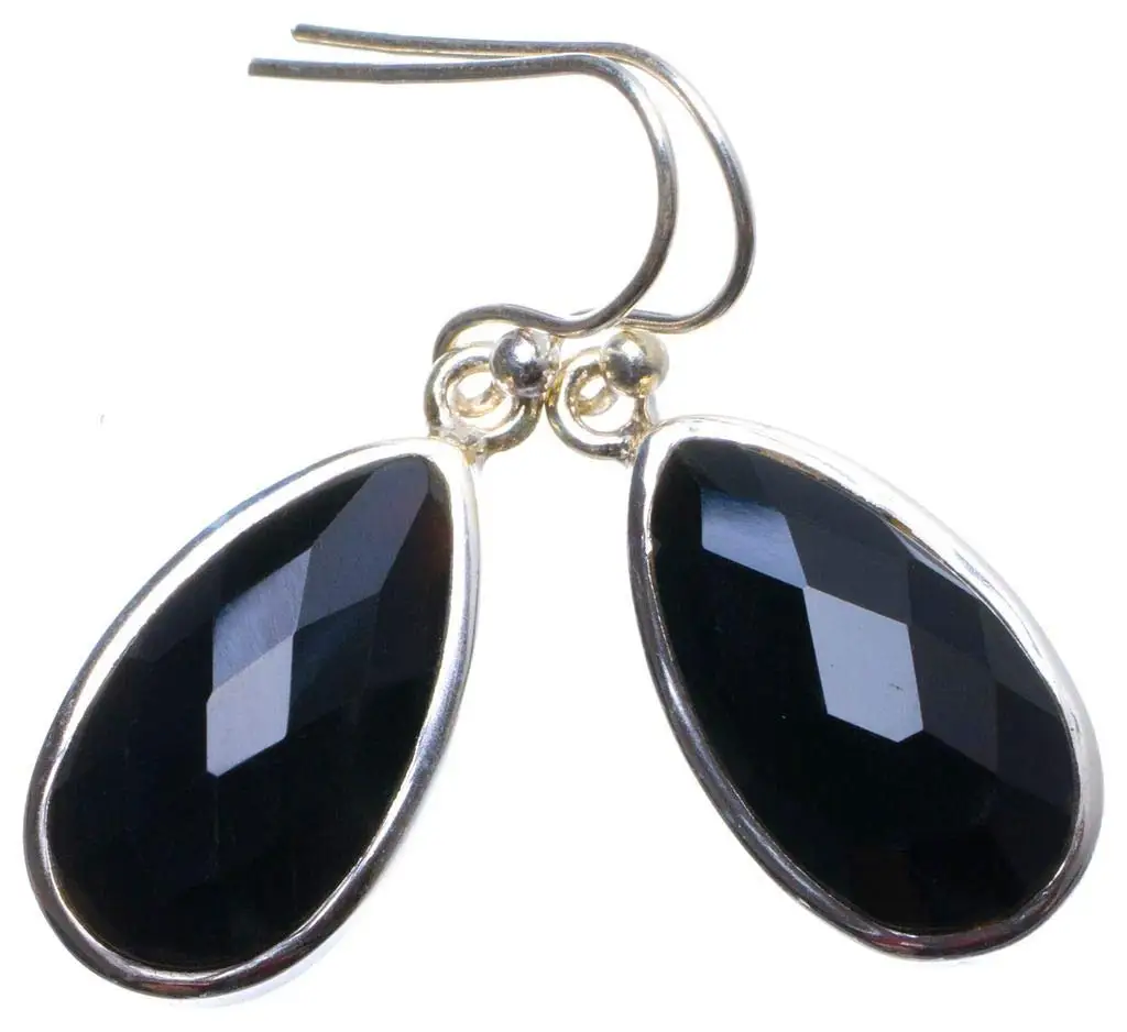 

StarGems® Natural Black Onyx Handmade Unique 925 Sterling Silver Earrings 1.25" X3735