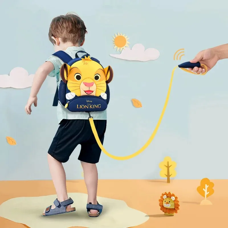 Disney 3D Cartoon The Lion King Simba Boy Backpack 3-8 Years Old Children Schoolbag Kindergarten Storage Bag With Anti Loss Belt