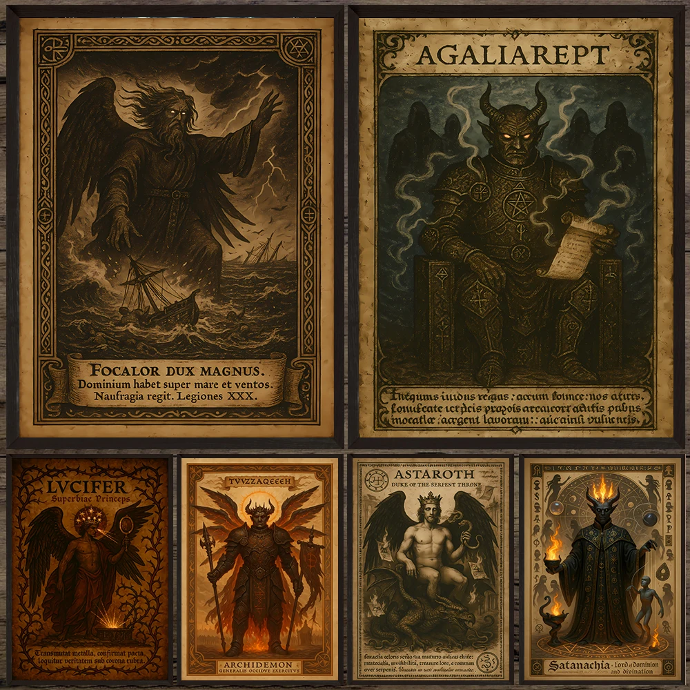 

Demon Lord Of Hell Mysteriou Witchcraft Art Poster Print Home Decor,Agaliarept,Astaroth,Lucifer,Devil,Gothic Wall Art Print