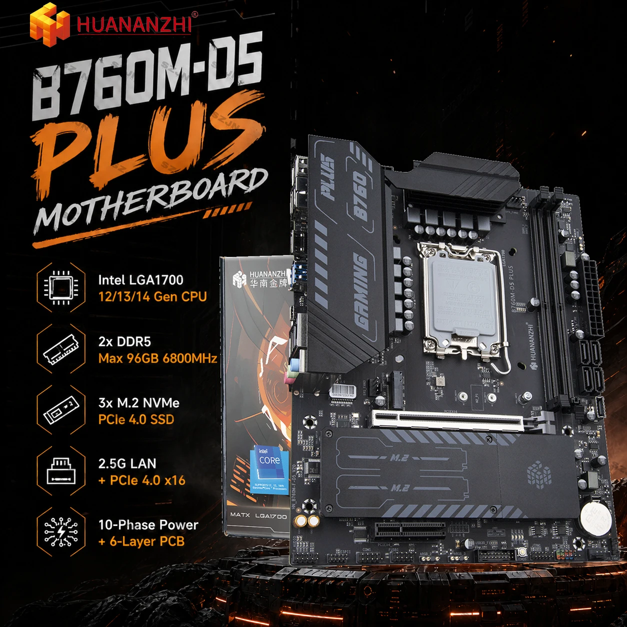 Intel Cpu Core I9 - HUANANZHI B760M-D5 PLUS Motherboard LGA1700 Intel