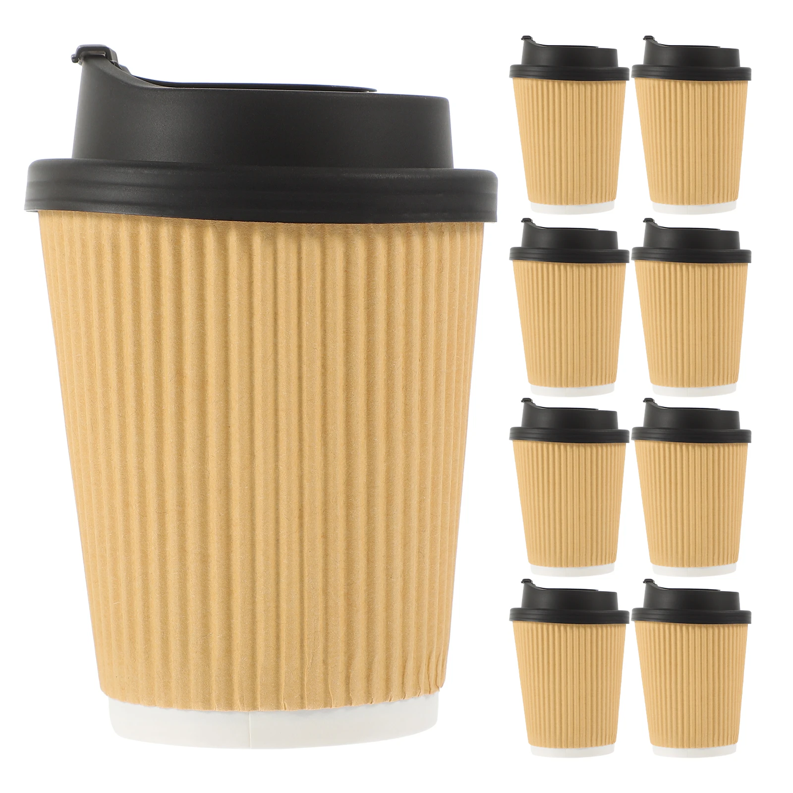 

1 set Anti-Scald Double Layer Paper Coffee 8oz Rugged Durable Hot Cold Drink Beverage Cups Insulated Milk Tea Cups