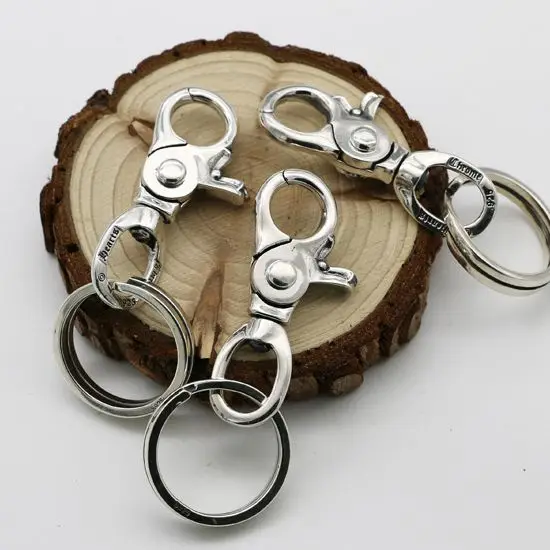 925 Sterling Silver Keychain Men's Car Punk Vintage Thai Silver Cross High Gear Waist Hanging Keyring Birthday Gift