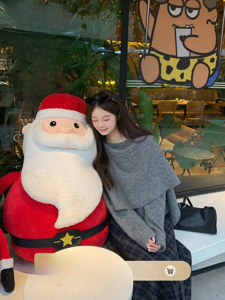 

Модный женский зимний повседневный свитер-жакет свободного кроя с длинными рукавами и открытыми плечами, удобный, из полиэстера