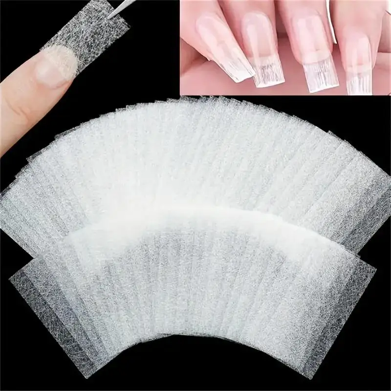 20Pcs Fiberglass Nail Wrap Silk Reinforcement - French Tip Stickers for Gel Nail Extension, Professional Nail Repair Kit