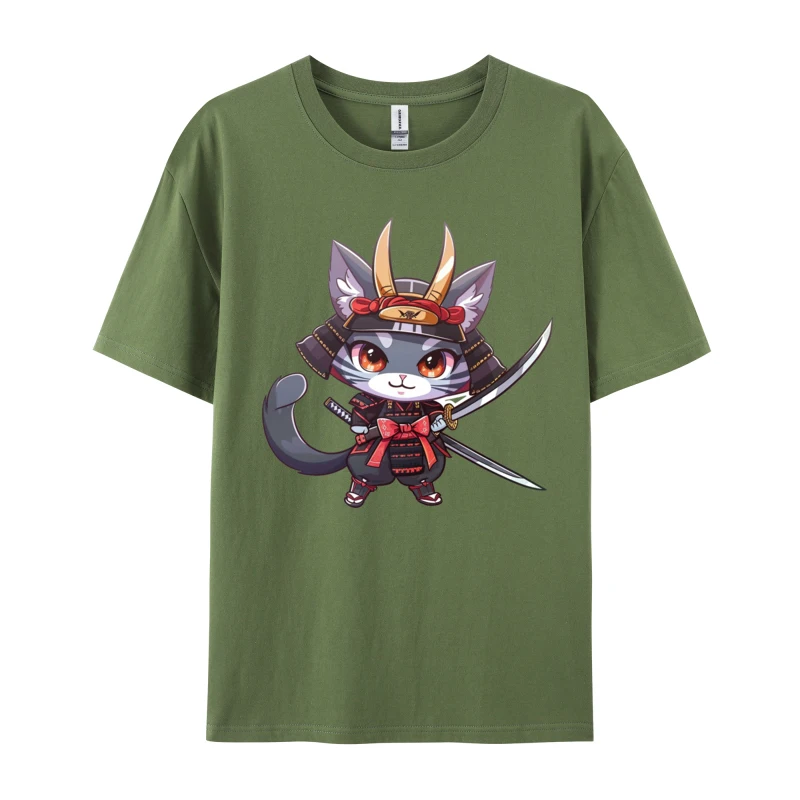 

Cat Samurai Cool Tops Shirt All Cotton Harajuku Leisure T Shirt Wholesale Tshirts 100 Pcs Free Shippping Clothes